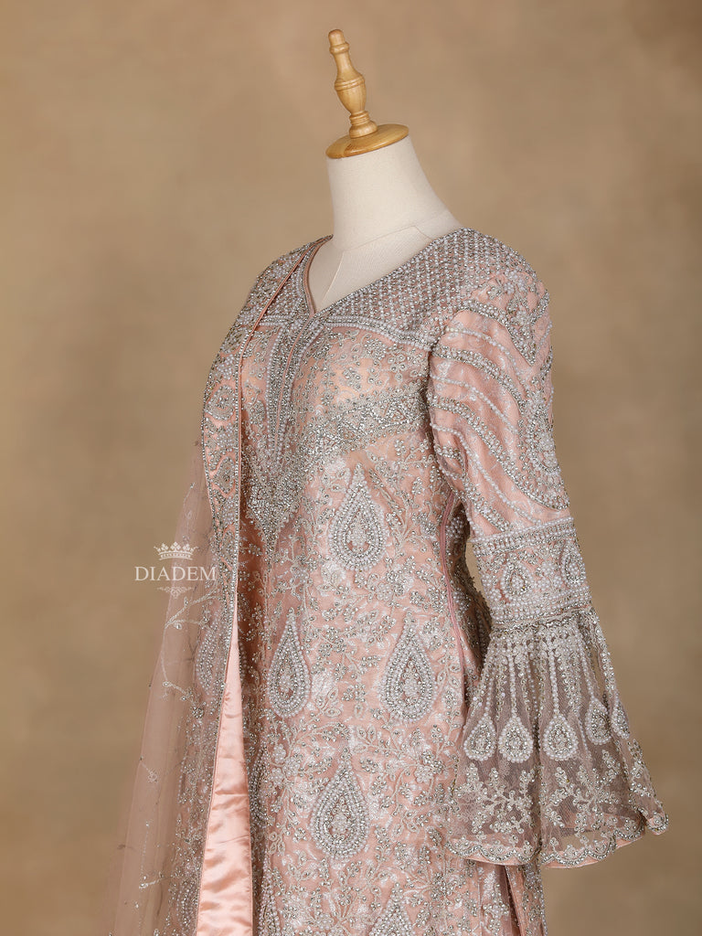 Floral Embroidery Pale Pink Lehengas