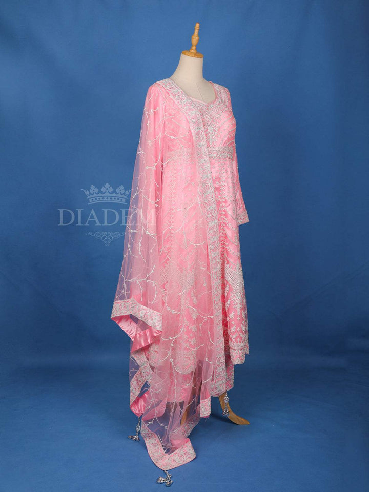 Pastel Pink Floral Embroidery Salwar Suit for Girls - Diadem