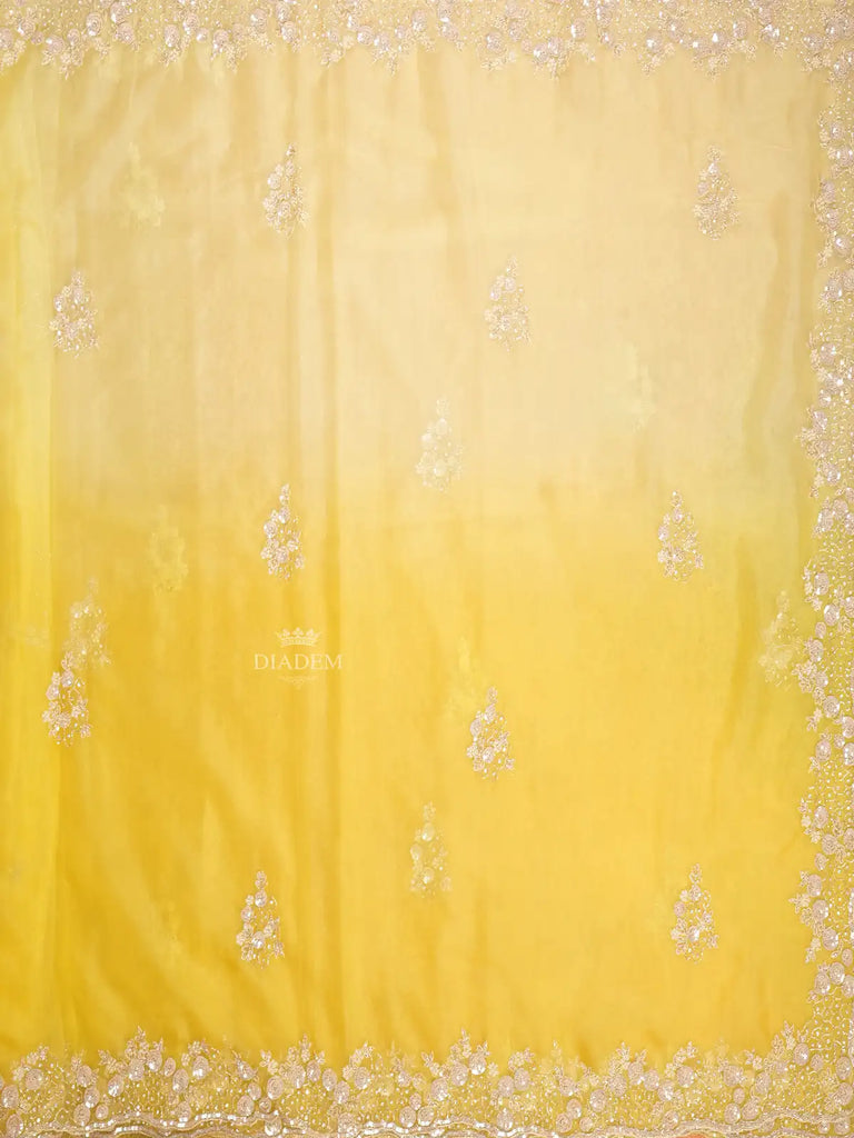 Floral Embroidery Yellow Organza