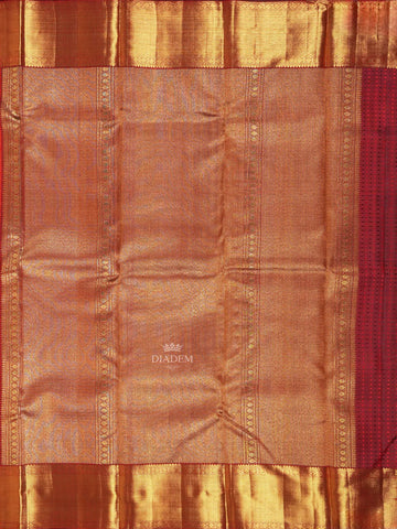 Floral Patterns Orange Pure Kanchipuram Silk Saree