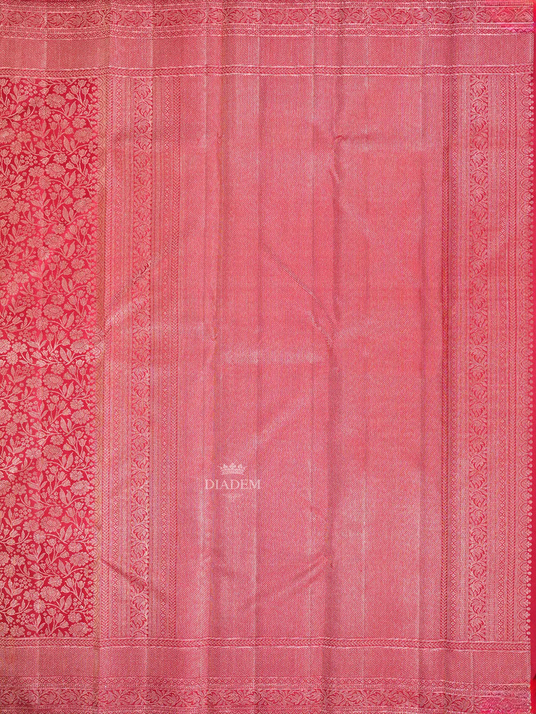 Floral Patterns Red Pure Kanchipuram Silk Saree