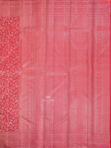 Floral Patterns Red Pure Kanchipuram Silk Saree