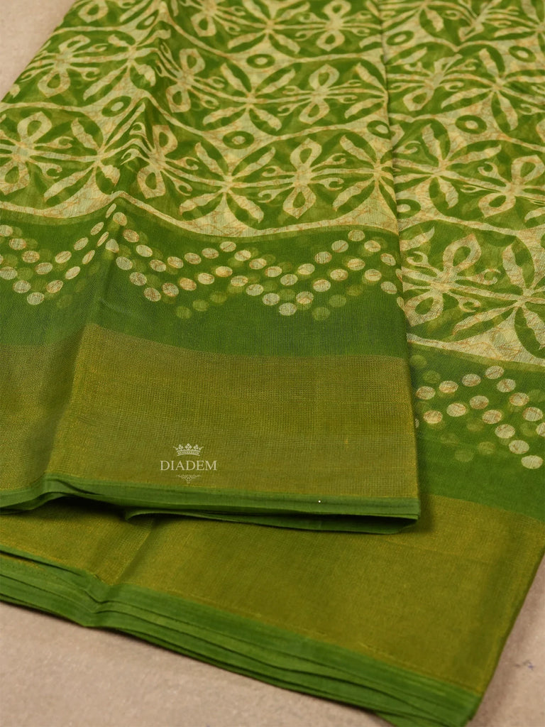 Floral Patterns Green Saree