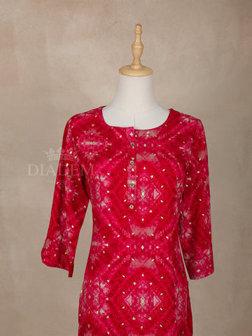 Floral Printed Cotton Kurti U-Neck