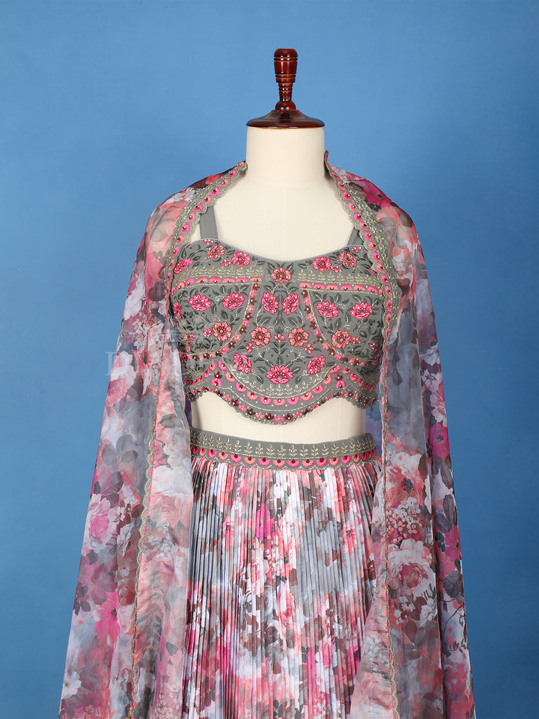 Floral Printed Indo Western Lehenga