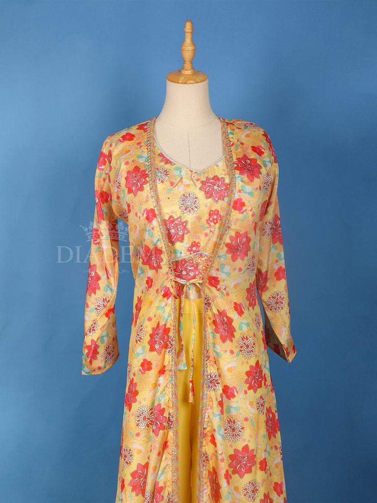 Floral Printed Palazzo Suit Jacket