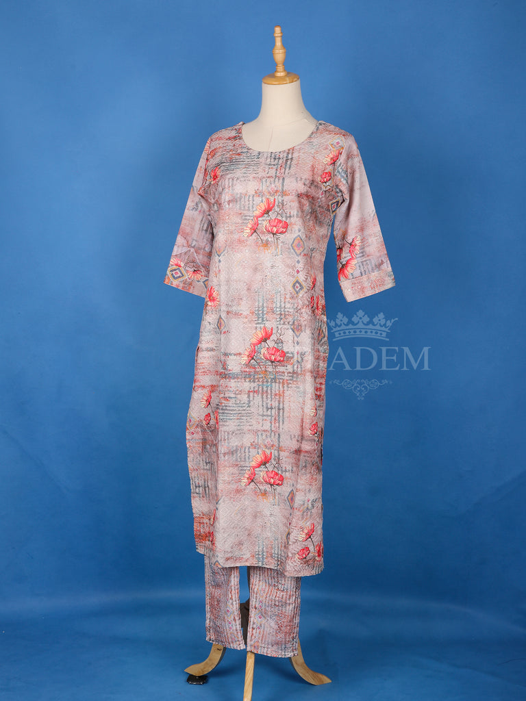 Floral Printed Pale Pink Cotton Salwar