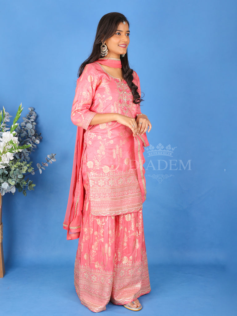 Floral Design Pastel Pink Sharara Suit