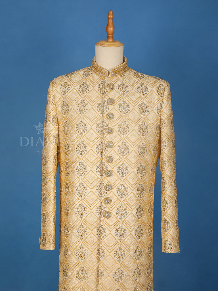 Floral Sherwani Mandarin Collar