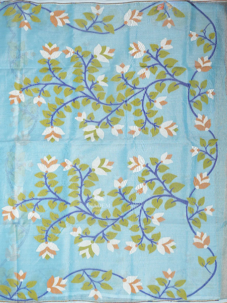 Floral Sky Blue Linen Cotton