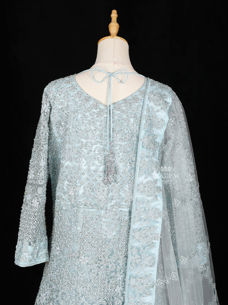 Full Sleeve Net Dupatta Sky Blue