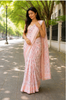 Blush Pink Floral Printed Design Pure Cotton Fancy Saree with Striped Woven Border