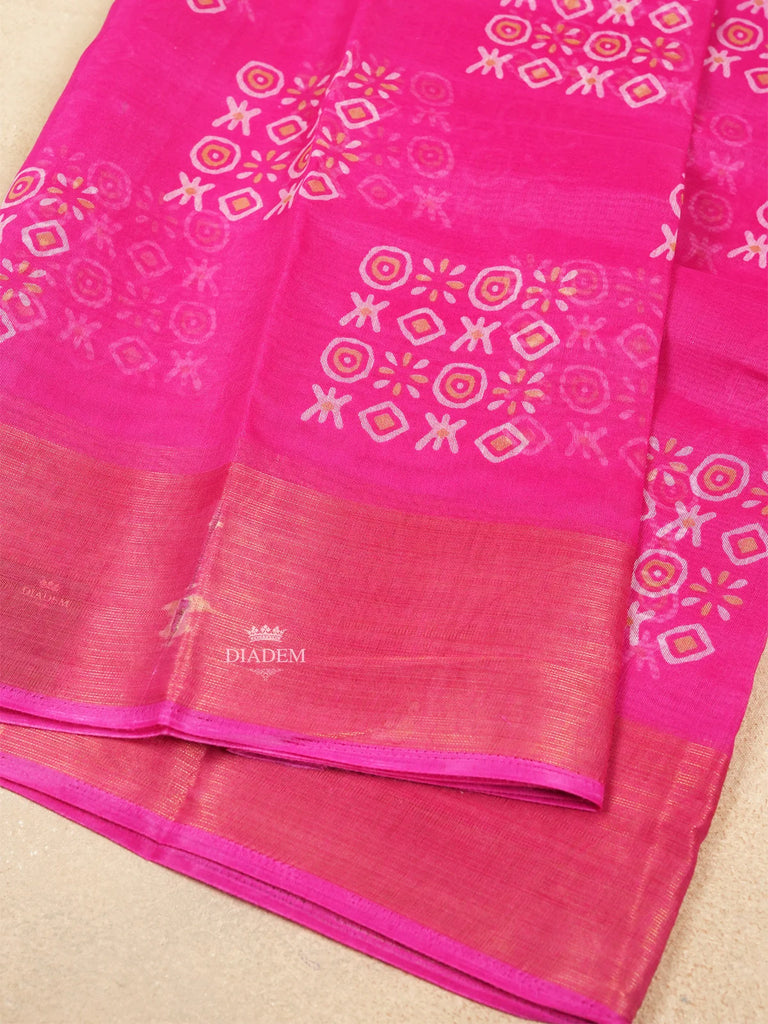 Geometric Patterns Pink Saree