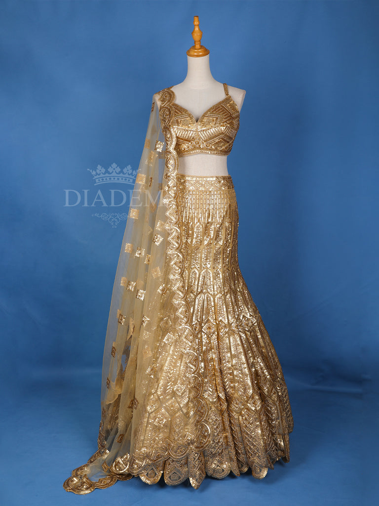 Gold Sequin Embroidered Mermaid Lehenga