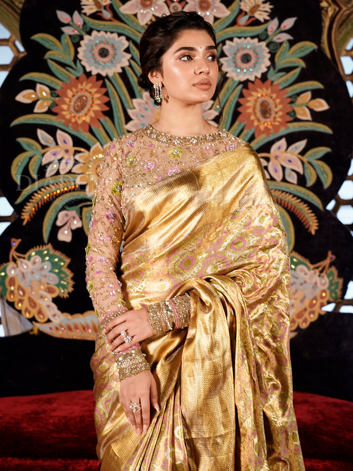 Golden Pure Kanchipuram Tissue Silk Saree