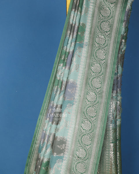 Green Banarasi Silk Saree Floral Design