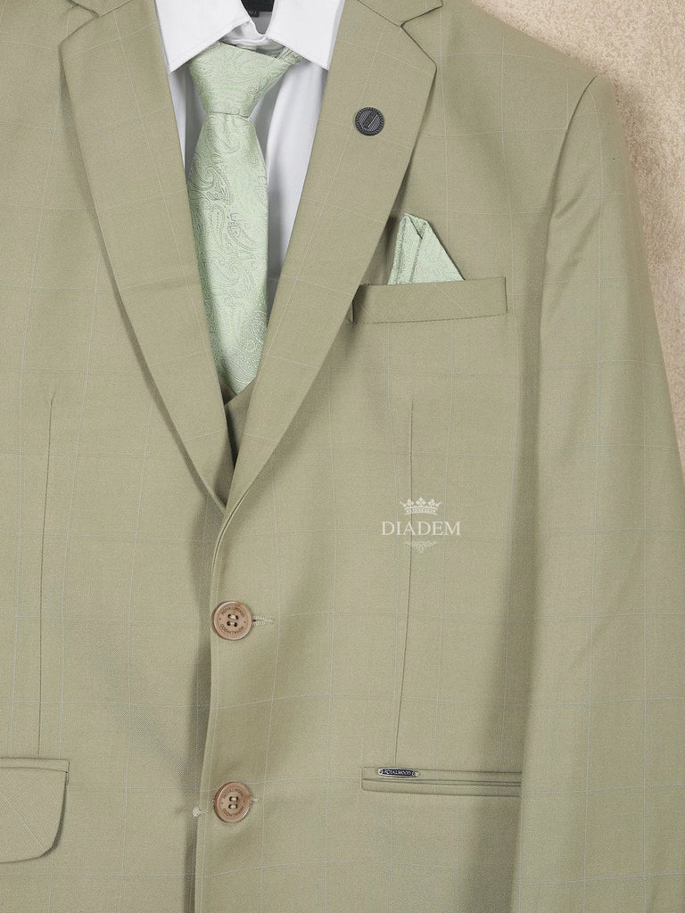 Formal Pista Green Coat Suit with Tie