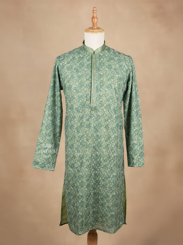 Floral Embroidered Green Kurta Set with Pant