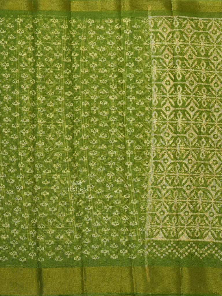 Matching Border Green Linen Saree