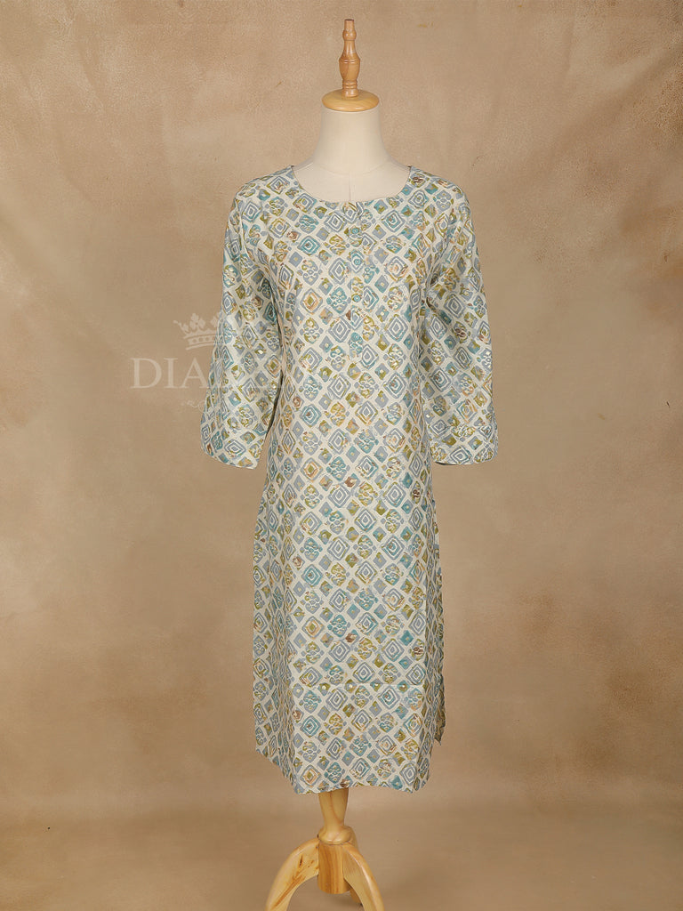 Grey Diamond Printed Cotton Kurti