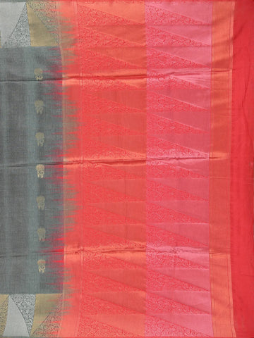 Grey Semi Tussar Silk Floral Designed Saree - Diadem