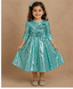 Aqua Blue 3D Floral Designed Net Party Wear Gown for Girls