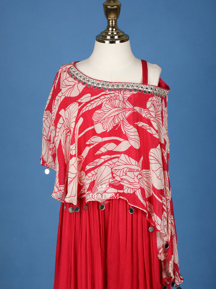 Hot Pink Floral Printed Crepe Palazzo