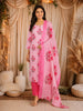 Pink Floral Printed Cotton Straight Cut Salwar Suit with Dupatta