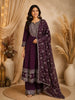 Wine Sequins and Thread Embroidered Georgette Palazzo Suit with Dupatta