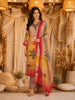 Beige Floral Design Tissue Silk Straight Cut Salwar Suit with Dupatta