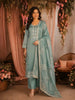 Sea Green Floral Embroidered Tissue Organza Salwar Suit with Dupatta