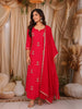 Rani Pink Floral Beads Embroidered Cotton Salwar with Dupatta