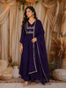 Deep Purple Sequins Embroidered Cotton Salwar with Dupatta
