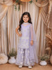 Lilac Floral Embroidered Design Net Palazzo Suit With Dupatta