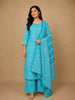 Sky Blue Floral Designed Cotton Salwar Suit