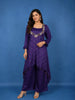 Navy Blue Butta Design Silk Palazzo Suit