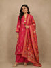 Dark Pink Floral Printed Cotton Salwar Suit With Dupatta