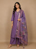 Lavender Floral Designed Semi Silk Salwar Suit