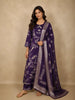 Purple Floral Printed Cotton Straight Cut Salwar Suit with Embroidered Yoke and Dupatta