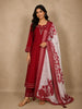 Maroon Floral Embroidered Cotton Salwar Suit with Dupatta