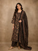 Classic Black Floral Printed Design Cotton Salwar Suit with Dupatta