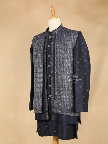 Indo-Western Sherwani Blue Embroidery