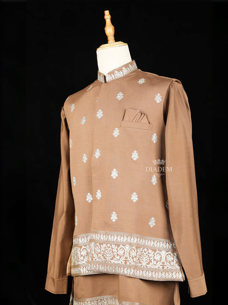 Indo-Western Sherwani Suit Brown