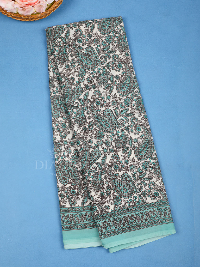 Ivory Floral Designed Georgette Saree