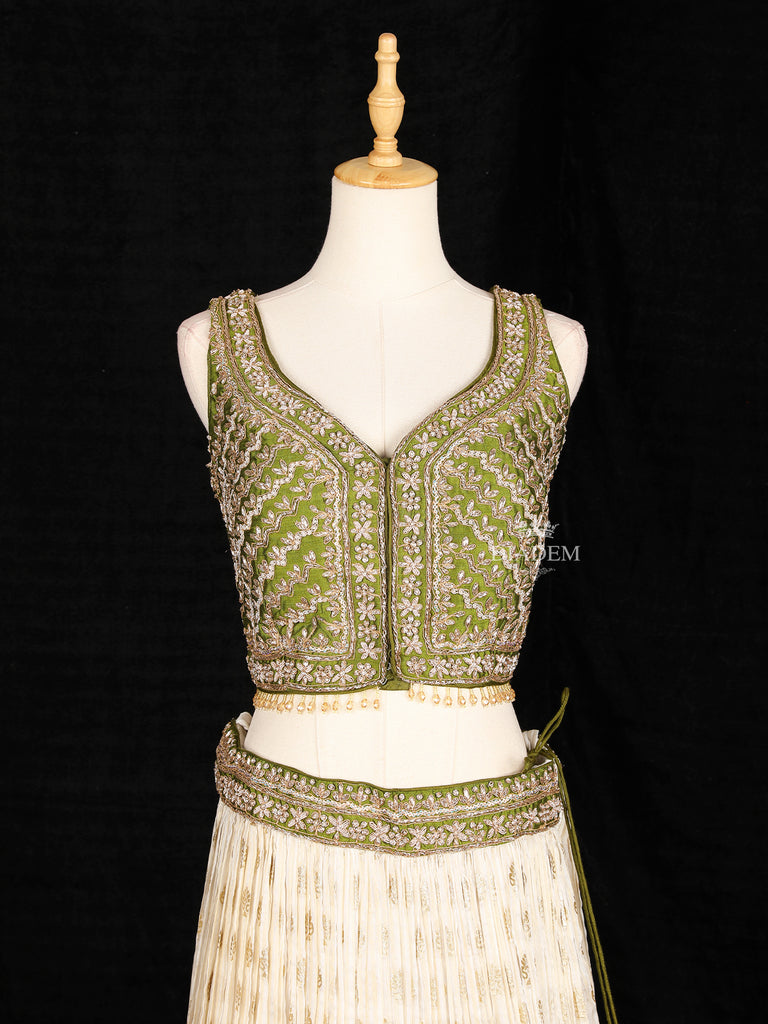 Ivory Green Lehenga Embroidery Designs