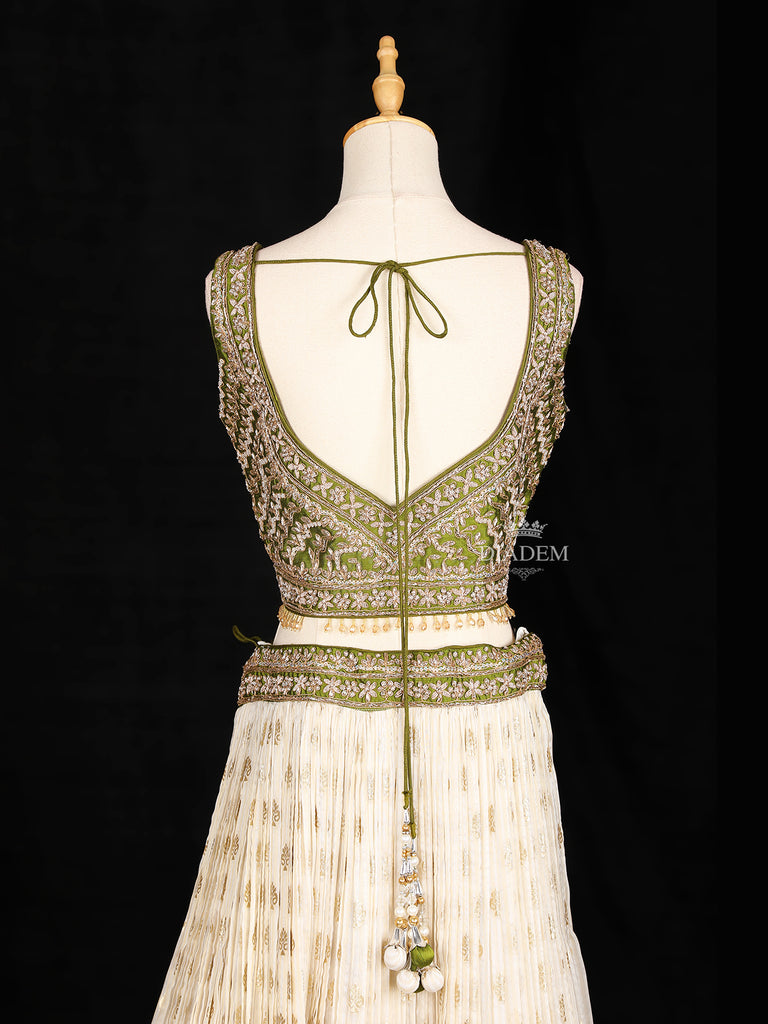 Ivory Green Net Dupatta