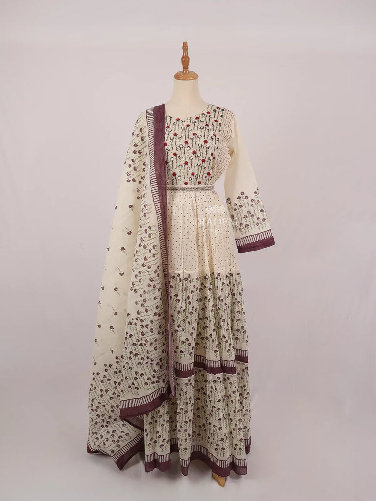 Ivory Salwar Suit Adorned with Floral Print Design