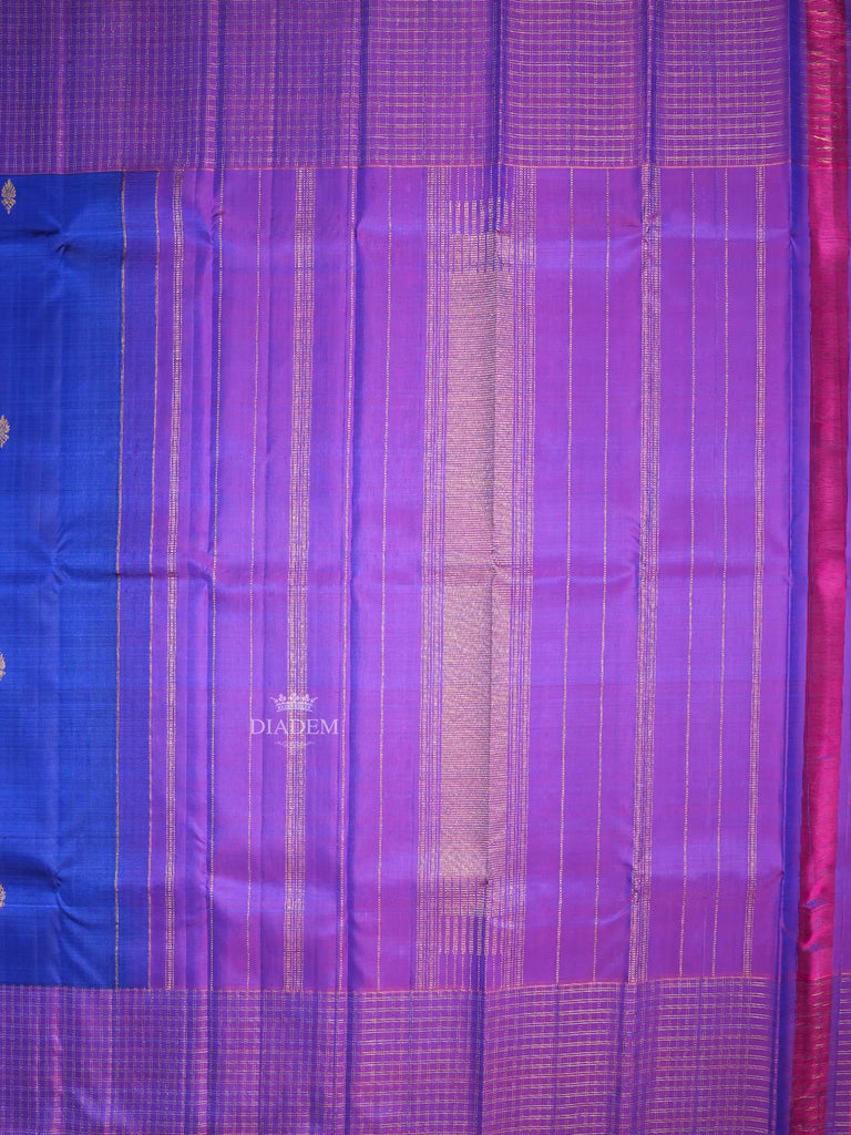 Kanchipuram Silk Saree Dark Blue with Floral