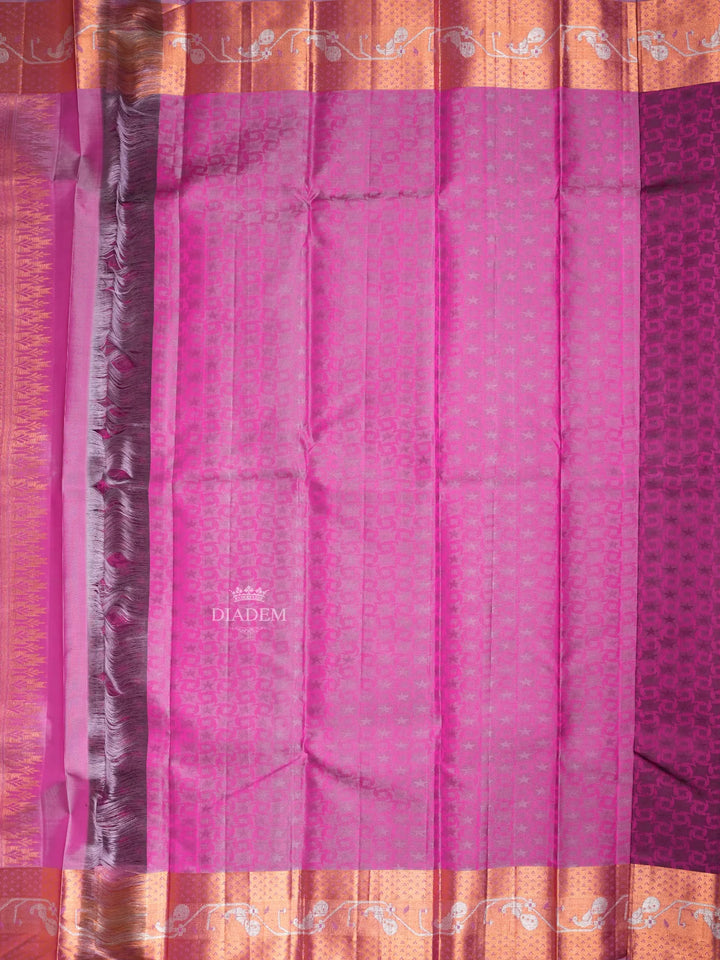 Kanchipuram Silk Saree Purple with Geometric