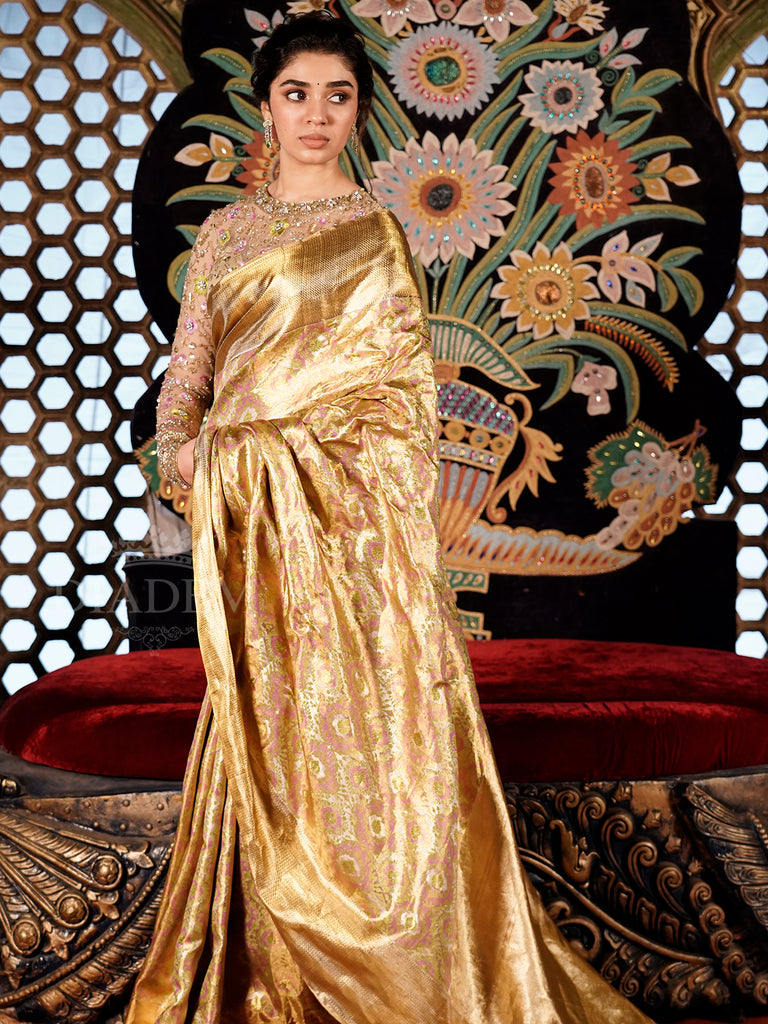 Kanchipuram Tissue Silk Saree Golden